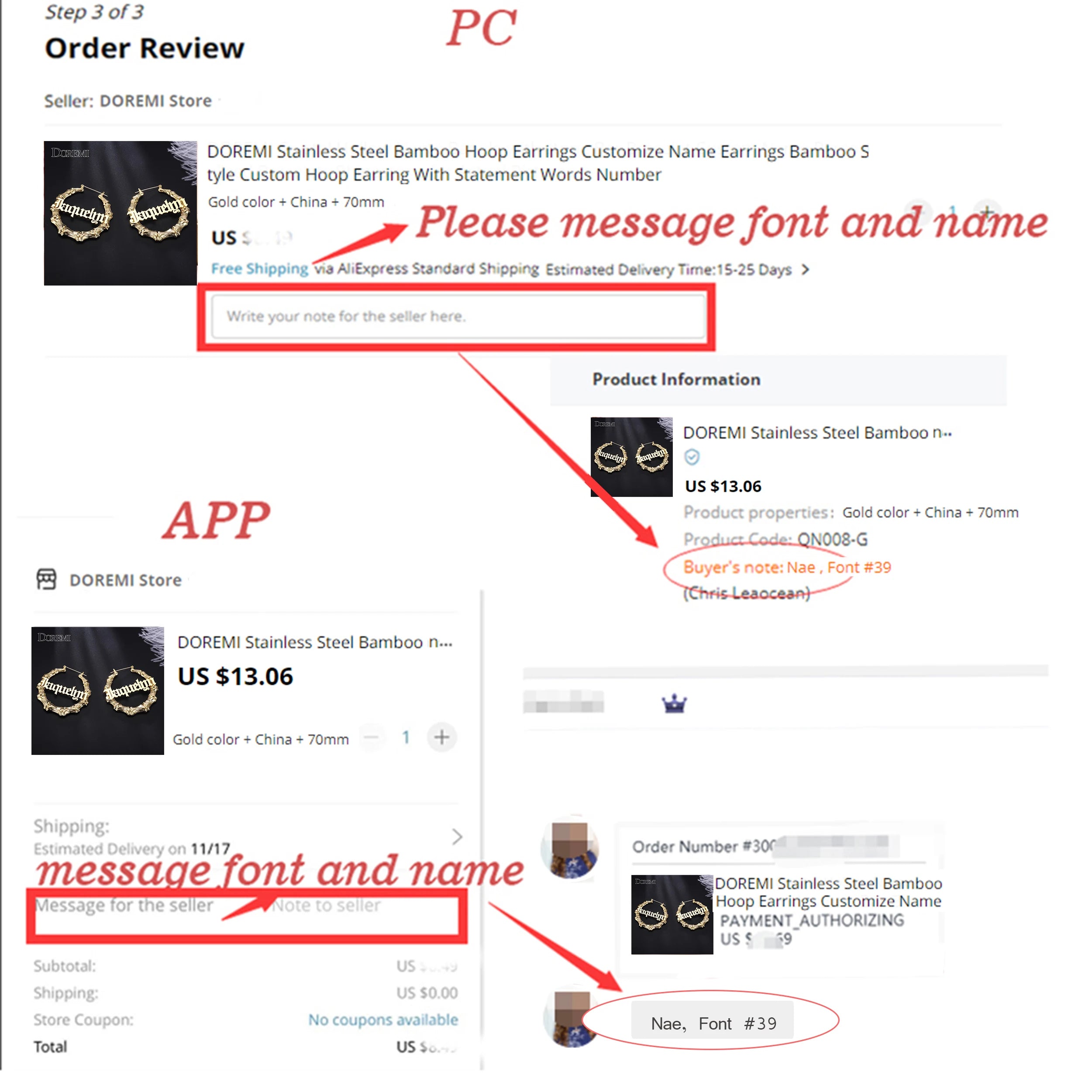 DOREMI 30-90mm Stainless Bamboo Custom Heart Shape Earrings