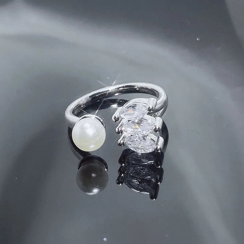 French gentle autumn and winter with open pearl ring