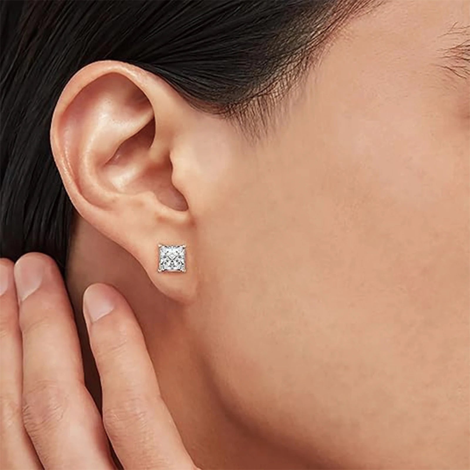 925 Silver, Pair of 8mm Sparkling Anti-Allergy Earrings