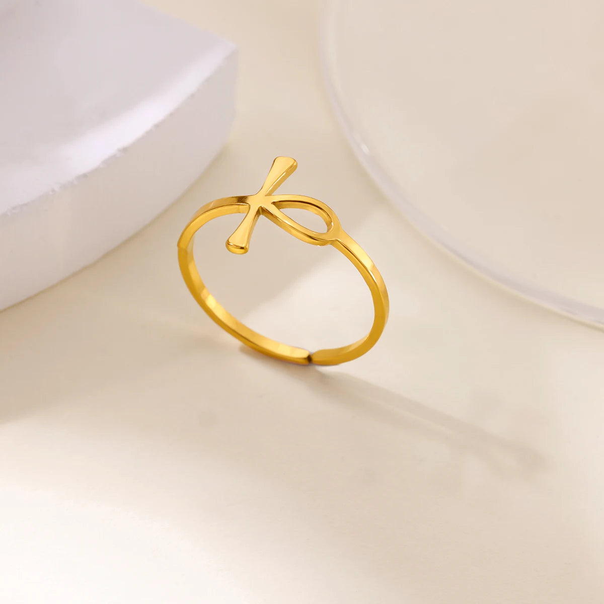 Stainless Steel Key of Life Ankh Cross Rings