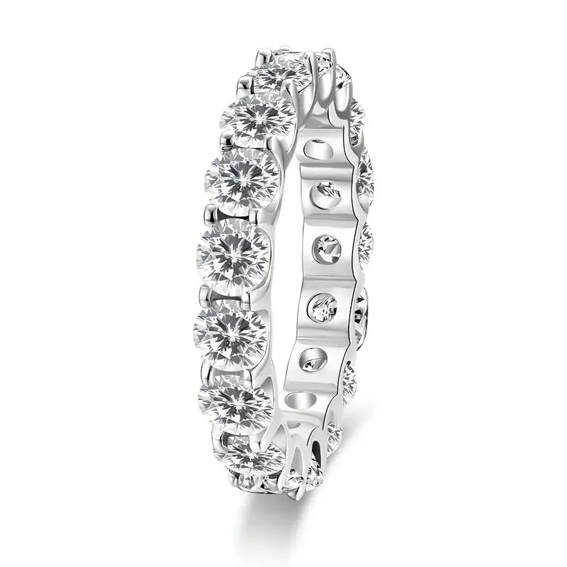 1pc S925 Silver with 4.2CT Moissanite Co-ed Eternity Ring