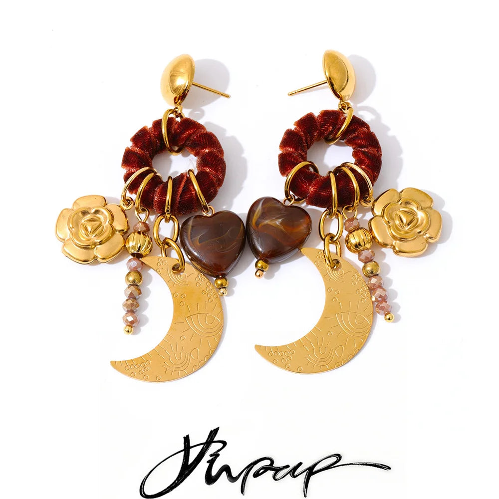 Yhpup Vintage Autumn Winter Handmade Drop Dangle Earrings