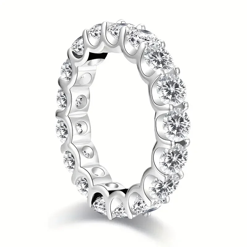 1pc S925 Silver with 4.2CT Moissanite Co-ed Eternity Ring