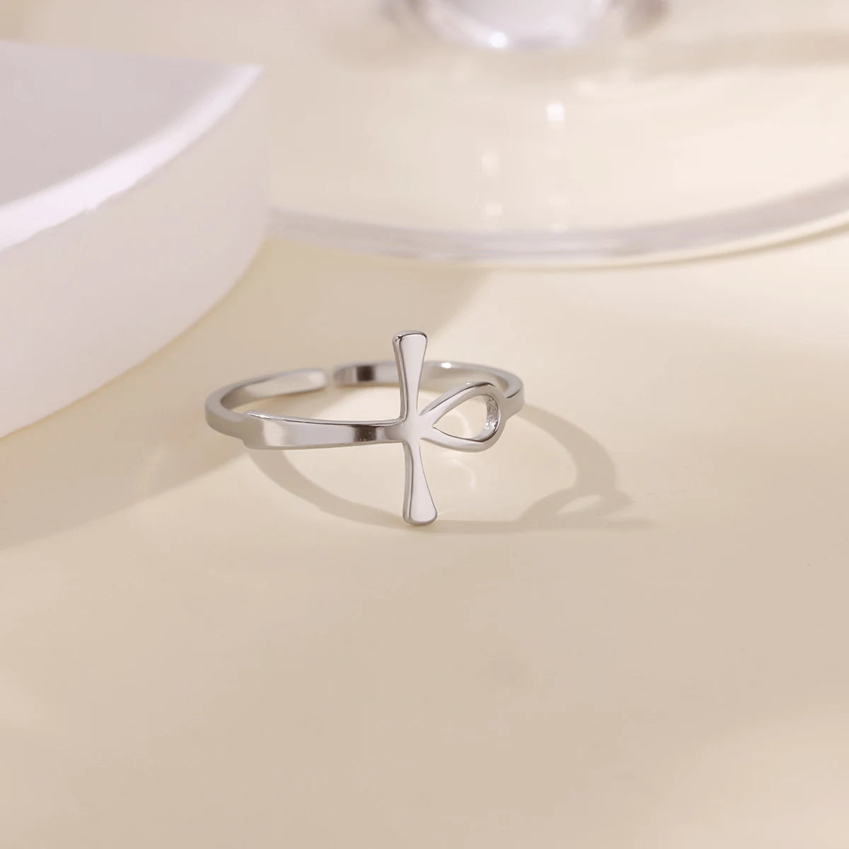 Stainless Steel Key of Life Ankh Cross Rings