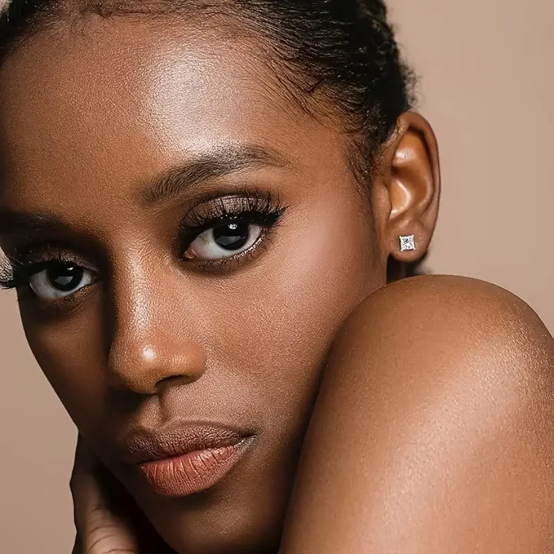 925 Silver, Pair of 8mm Sparkling Anti-Allergy Earrings