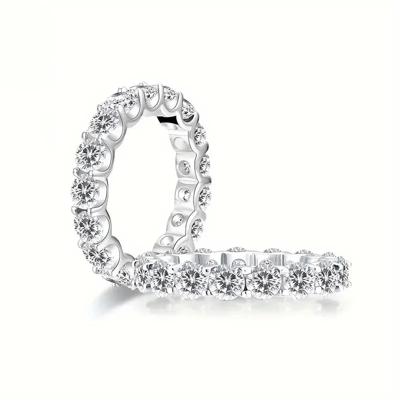 1pc S925 Silver with 4.2CT Moissanite Co-ed Eternity Ring