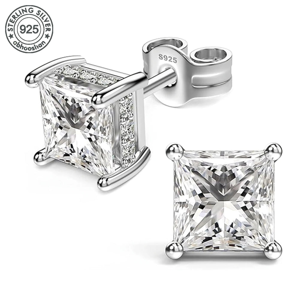 925 Silver, Pair of 8mm Sparkling Anti-Allergy Earrings