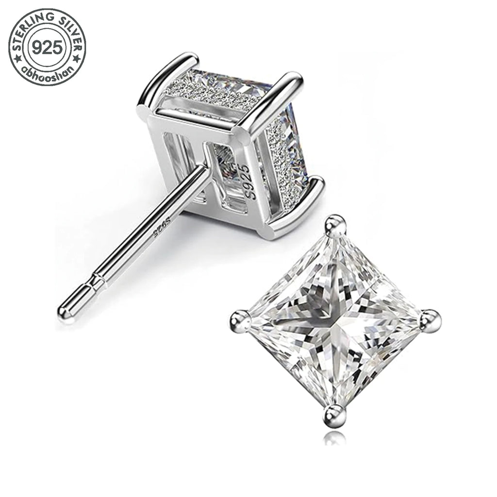 925 Silver, Pair of 8mm Sparkling Anti-Allergy Earrings