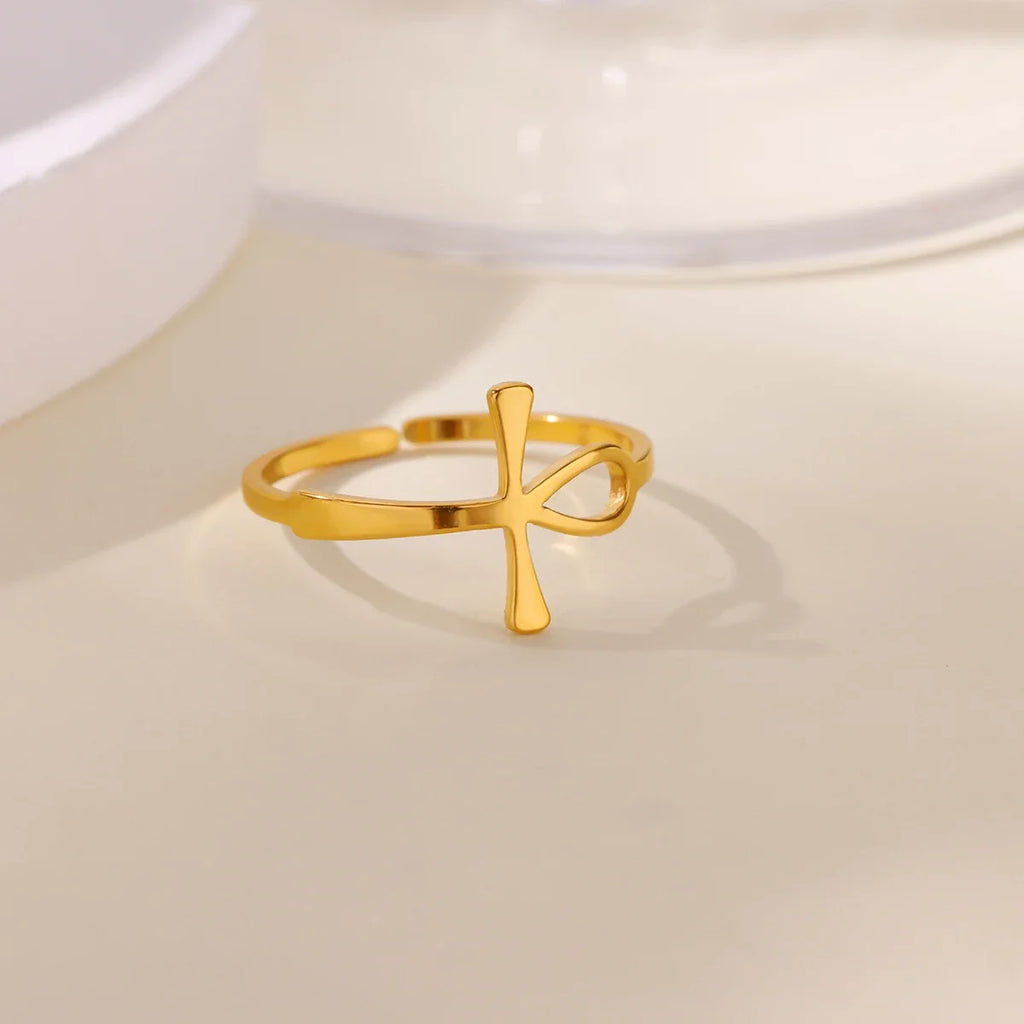 Stainless Steel Key of Life Ankh Cross Rings