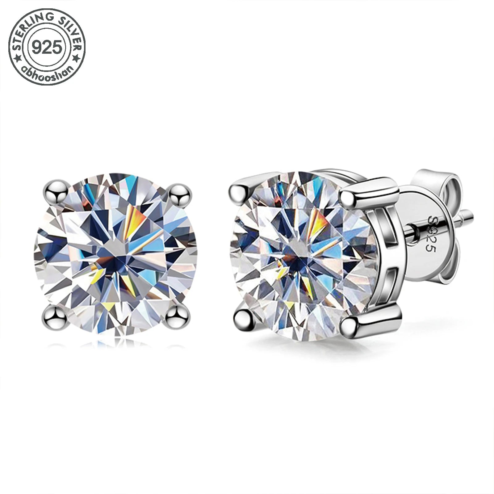 925 silver, moissanite stud